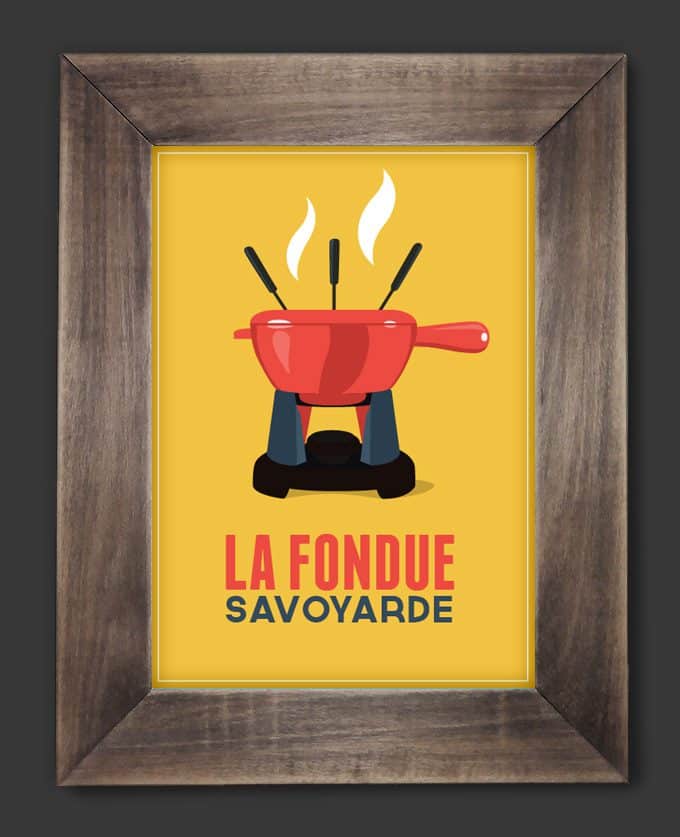 vintage poster fondue après ski