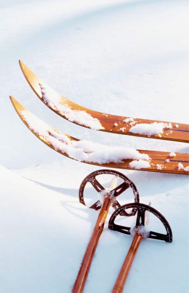 snow ski and poles