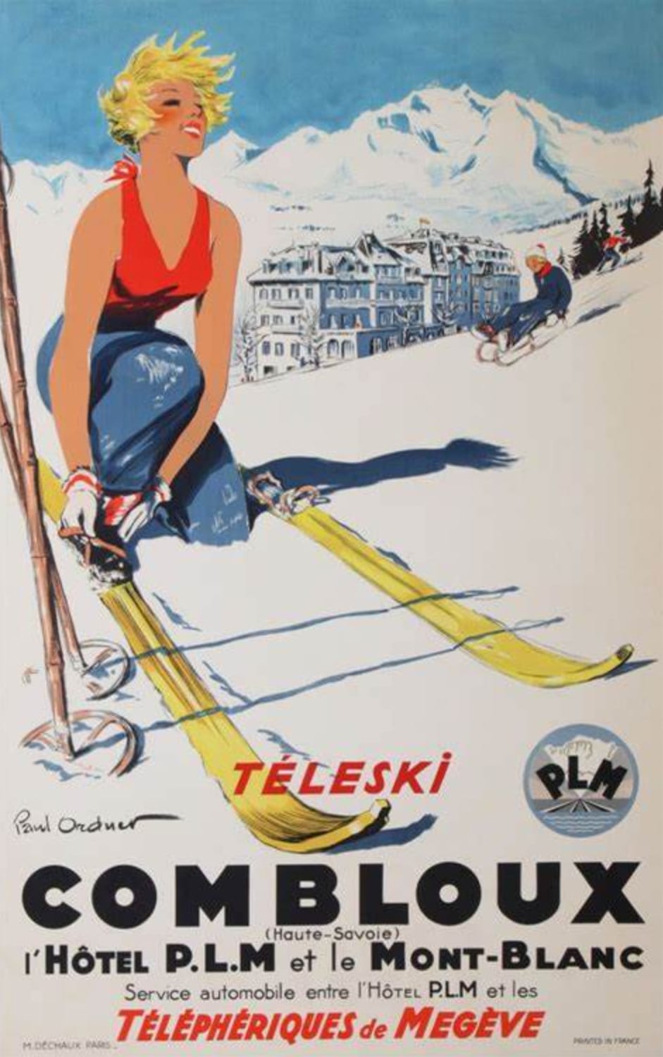 Women skiing poster